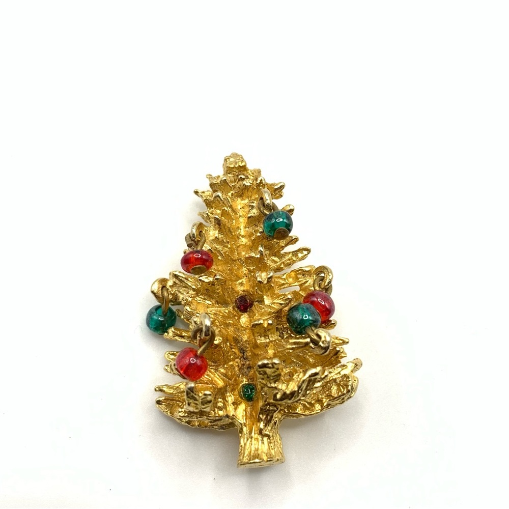 Vintage Benedikt NY Christmas Tree Dangling Ornaments Figural Brooch